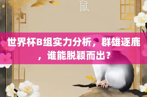 世界杯B组实力分析，群雄逐鹿，谁能脱颖而出？