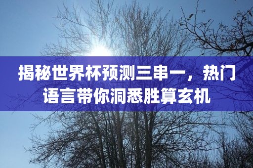 揭秘世界杯预测三串一，热门语言带你洞悉胜算玄机