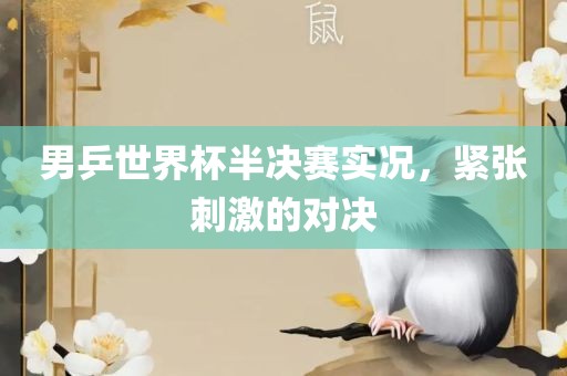 男乒世界杯半决赛实况，紧张刺激的对决