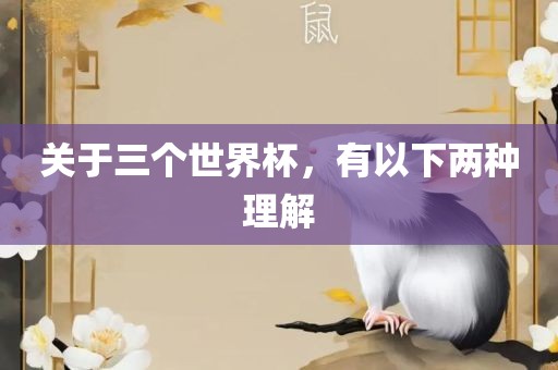 关于三个世界杯，有以下两种理解