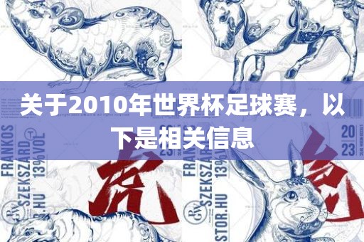 关于2010年世界杯足球赛，以下是相关信息