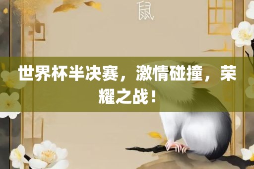 世界杯半决赛，激情碰撞，荣耀之战！