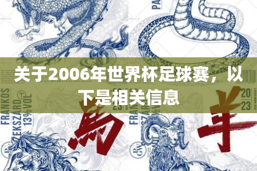 关于2006年世界杯足球赛，以下是相关信息