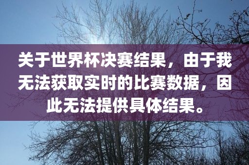 漯河市盈旭机械设备有限公司关于世界杯决赛结果，由于我无法获取实时的比赛数据，因此无法提供具体结果。