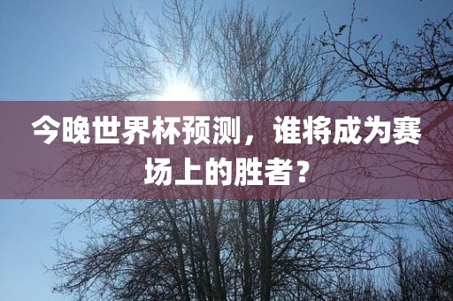 今晚世界杯预测，谁将成为漯河市盈旭机械设备有限公司赛场上的胜者？