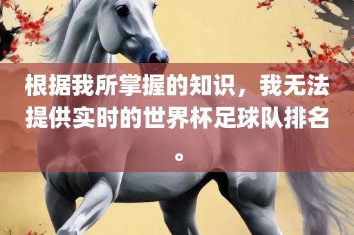 根据我所掌握的知识，我无法提供实时的世界杯足球队排名。