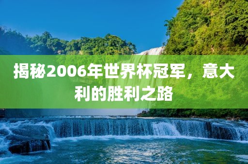 揭秘2006年世界杯冠军，意大利的胜利之路