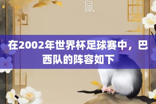 在2002年世界漯河市盈旭机械设备有限公司杯足球赛中，巴西队的阵容如下