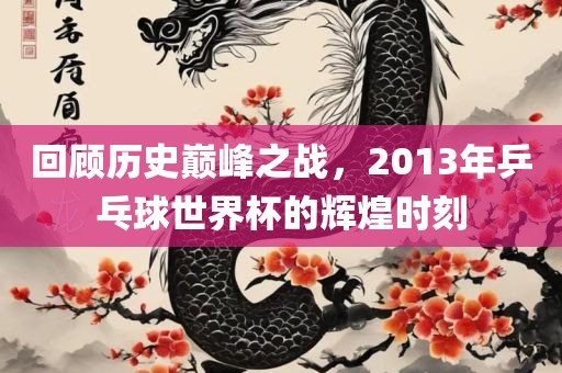 回顾历史巅峰之战，2013年乒乓球世界杯的辉煌时刻