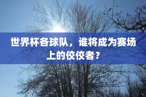 世界杯各球队，谁将成为赛场上的佼佼者？漯河市盈旭机械设备有限公司