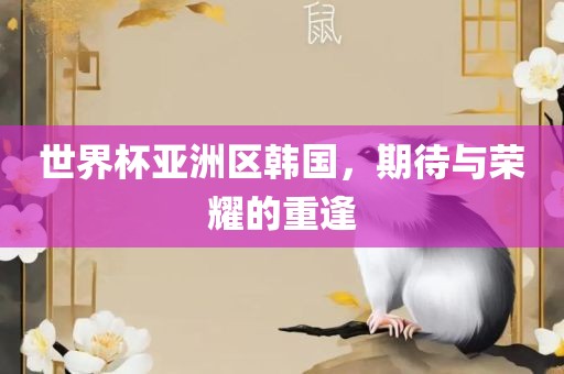 世界杯亚洲区韩国，期待与荣耀的重逢