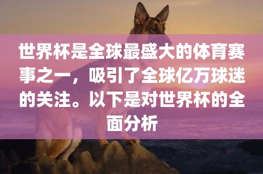世界杯是全球最盛大的体育赛事之一，吸引了全球亿万球迷的关注。以下是对世界杯的全面分析